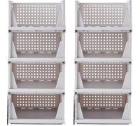 Systèmes de rangement en plastique, 8 pièces, empilables, pliables, organiseurs de tiroirs, bacs de rangement, boîtes en plastique pour le salon, la chambre et la cuisine - Blanc