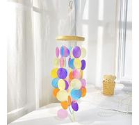 SYSUII Carillon à vent - Décoration bohème - Coquillage - Attrape-rêves - En nacre - Décoration de jardin - 60 x 40 x 13 cm - Capiz - Guirlande à suspendre pour fenêtre ou décoration de salon
