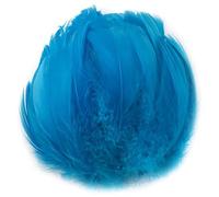 SYSUII Lot de 100 plumes d'oie naturelles de 6 à 12 cm - Décoration pour carnaval - Pour Halloween - Masques, costumes, travaux manuels, boucles d'oreilles, attrape-rêves, décorations de fête - Bleu