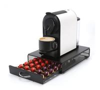 SYSYLY Compact Tiroir de Rangement pour 40 NespressoCapsules. | Distributeur de Capsules en Métal,Boîte de Rangement pour Orignalline Capsules,32 x 23.5 x 7cm,Noir.
