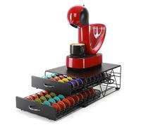 SYSYLY Porte Capsule pour 80 Dolce Gusto Capsules, Support de Machine à Café avec 2 Tiroirs de Rangement Dosettes, Distributeur/Organisateur Capsules en Métal