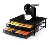 SYSYLY Porte-Capsule pour Dolce Gusto Capsules avec 2 Tiroirs,Métal. | Organisateur de Capsules pour Ranger 72 Capsules,Boîte de Rangement de Capsules avec Surface Anti-Vibration,Noir.