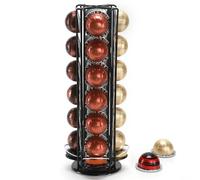 SYSYLY Porte Capsules de Café Compatible avec Vertuo Capsules, Support pour Rangement 28 Dosette de Café, Rotatif à 360° et Antidérapant, Noir.