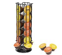 SYSYLY Support de capsules de café pour 24 capsules Dolce Gusto, support pour ranger les capsules de café, support de dosettes de café, base antidérapante, rotatif, noir