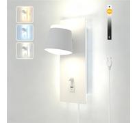 Sytmhoe Applique Murale Avec Prise et Interrupteur Port Usb Type C, 25W 2000LM Dimmable 3000K 6000K 4500K Liseuse Lampe De Chevet Moderne Led, Blanc Luminaire Mural Intérieur Pour Le Salon Chambre