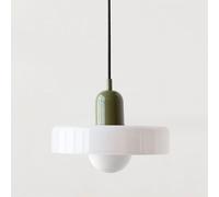 SYUFRE Lampe à suspension du milieu du siècle, plafonnier coloré avec abat-jour en verre, luminaire suspendu vintage en fer et verre, luminaire for chambre à coucher, salon, cuisine, couloir (Color :