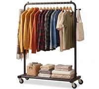 Sywhitta Portant à vêtements sur roulettes, portant à vêtements avec étagère de rangement inférieure en maille, cadre en métal robuste, portant à vêtements à roulettes pour accrocher des vêtements,
