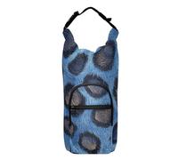 SyXIOP Bouteille d'eau à texture peau de léopard bleu avec poche pour téléphone, sac isotherme portable de 50,8/61/81/1134 g pour adultes et enfants, pour la marche, la randonnée, le camping, les