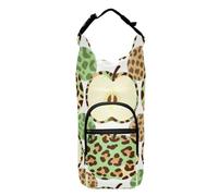 SyXIOP Petit sac à dos vert léopard avec porte-bouteille d'eau polyvalent pour bouteille d'eau, manchon isolé de 50/61/81/118 ml pour la marche quotidienne, la randonnée et d'autres activités de plein
