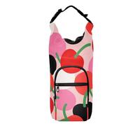 SyXIOP Porte-bouteille isotherme élégant à bandoulière rouge cerise pour adultes et enfants, pour la marche, le camping, les voyages, accessoires pour adultes et enfants, pour la marche, le camping