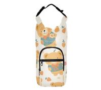 SyXIOP Sac de transport de bouteille d'eau rétro jaune avec ours - Plusieurs tailles disponibles - Pour adultes et enfants - Pour la marche, le camping, les voyages - Bolsa para Botella De Agua
