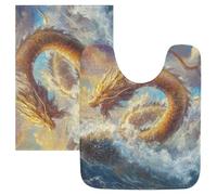 SyXIOP Tapis de bain antidérapant motif dragon chinois doré