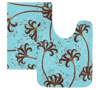 SyXIOP Tapis de bain antidérapant Trendy Lovely Black Flower Turquoise