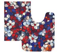 SyXIOP Tapis de bain pour salle de bain Fleurs en verre rouge et bleu