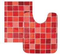 SyXIOP Tapis de bain pour salle de bain Joli bloc de verre rouge coloré graphique