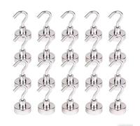 SZAXCCOM 20 Pièces Crochets Magnétiques Aimant Puissant Neodyme Crochet de Croisière 20mm Magnetic Hook pour Frigo Cuisine Garage Salle de Rangement Outils Argenté