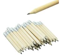 SZCXDKJ Lot de 40 mini crayons avec gomme - Demi-crayon en bois - Écriture, dessin, croquis, golf, classe et fête (couleur bois)