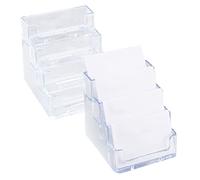 SZCXDKJ Porte-cartes de visite acrylique 2 pièces avec 4 compartiments Transparent Support de bureau pour cartes