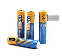 SZEMPTY Batterie Rechargeable AAA USB Li-ION 1,5 V - Sortie constante - 750 mWh - Piles AAA - Charge Rapide 1,5 h - Port de Type C avec câble de Charge 4-1 (4 Piles AAA)