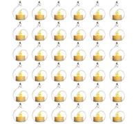 Sziqiqi 36 Pièces Bougeoir en Verre Suspendu, Pendentif en Verre Équipé De Bougies LED, Décoration Aux Chandelles pour Table De Mariage Fête, Décorations De Noël Saint Valentin, Transparent