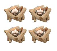 Sziqiqi 4 Pièces Bougeoirs en Bois pour Bougies Chauffe-Plat, Decorative Bougeoir Rustiques avec Verre Chandeliers Photophore pour Centre de Table de Mariage Ferme Salon Maison Interieur Décorations