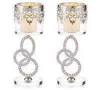Sziqiqi Bougeoirs en Cristal, Moderne Chandelier Bougeoir Bougie Chauffe Plat Pilier en Métal, Cylindre Candélabre Photophore pour Cadeau de Mariage Anniversaire Salon Noel Maison Cadeaux