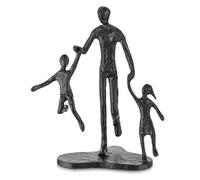 Sziqiqi Cadeaux d'anniversaire pour Papa: Statue de Fer Père Fille Fils | Fonte, d'Intérieur, Noire Mate, Statuette de Papa et 2 Enfants pour Fête des Pères, Anniversaire, Noël, Idee Cadeau Papa