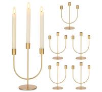 Sziqiqi Candélabre Bougeoirs pour Centre de Table Mariage - Chandeliers en Métal Moderne Photophore Hurricane Decorative pour Cheminée Table à Manger Maison Décor, 6 Pièces