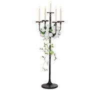 Sziqiqi Chandelier Noir à 5 Bras de 121,9 cm de Haut pour Bougies piliers Coniques en métal pour Centre de Table Floral, Halloween, Mariage, événement, décoration