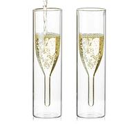 Sziqiqi Flute Champagne Verre Double Paroi: Flûtes à Champagne Cristal 2pc | 20 cl, Isolante, Préservant les Bulles, Anti-renversement, Idée, Sans Pied, Fond épais, Prosecco, Cocktails, Fêtes, Mariage