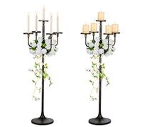Sziqiqi Grand Chandelier de Sol pour Centre: 2 Candelabre Noirs de 122 cm pour Chandelier et Piliers - Candelabre à 5 Branches Extra Large pour Halloween Noël Fêtes Décoration Gothique