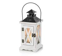 Sziqiqi Lanterne Bougeoir en Bois Vintage, 28 cm, Blanc | Lanterne Décorative Style Scandinave, pour Intérieur et Extérieur, Salon, Couloir, Balcon, Entrée, Décoration de Mariage