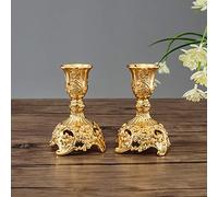 Sziqiqi Lot de 2 Bougeoirs Chandeliers Candélabres en Or Métal Decoration, Vintage Bougeoir de Décoration de Table Mariage, Or