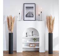 Sziqiqi Métal Grand Vase a Poser au Sol: Noir Vase de Sol Decoratif 2pcs | Épais, 70cm, Sécurisé pour les Enfants et les Animaux, pour Pampas, Salon, Angle, Cheminée, Campagnard, Intérieur