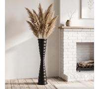 Sziqiqi Métal Grand Vase a Poser au Sol: Noir Vase de Sol Moderne | Lesté, Épais, 66cm, Sécurisé pour les Enfants et les Animaux, pour Pampas, Salon, Angle, Cheminée, Campagnard, Intérieur
