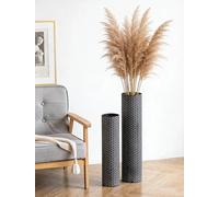 Sziqiqi Métal Grand Vase a Poser au Sol: Noir Vase de Sol Rustique 2pcs | Épais, 70/55 cm, Sécurisé pour les Enfants et les Animaux, Vintage, pour Pampas, Salon, Angle, Cheminée, Campagnard