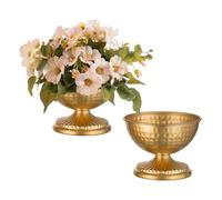 Sziqiqi Or Urne Vase Mariage - Centre de Table Set de 2 Vintage Métal pour Fleurs Artificielles - Petit Marteau pour Noël Anniversaire Valentin Halloween