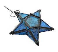 Sziqiqi Pentagramme De Vitrail Suspendu, Chandelier en Fer, Décoration De Dîner Aux Chandelles, Bleu