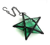 Sziqiqi Pentagramme De Vitrail Suspendu, Chandelier en Fer, Décoration De Dîner Aux Chandelles, Vert