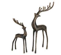 Sziqiqi Rennes de Noël Noir Intérieur: Rennes pour Décoration de Table | Set de 2, Fonte, Cerfs Noirs avec Doré pour Table à Manger, Étagère, Maison, Décoration de Centre de Table pour Noël