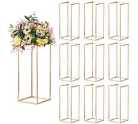 Sziqiqi Support de Fleurs Centres Table Mariage - 10 Pcs Vases à Colonne Or Métallique Grand Vase 60cm Vases Rectangulaires Centres Porte Fleurs Géométriques Table Centres Décorations Maison