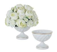 Sziqiqi Vase Urne Mariage Blanc: 15.5 cm Haut Vase Centre de Table Lot of 2 - Metal Pots pour Fleur Arrangement pour Fete Anniversaire Bapteme Reception