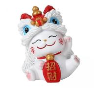 SZLIFE 2 Pièces Statuette Chat Porte Décor Tableau de Bord Voiture Sculpture Animale Décorative Résine Artisanat Mini Statue Collection Bureau Étagèr, 5 pièces