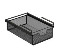 SZLIFE Organisateur de Rangement sous étagère, Panier de Rangement Coulissant sous étagère, Panier Coulissant Noir, Paniers Suspendus en Métal pour Cuisine, Bureau, Penderies, Longueur 37 Cm
