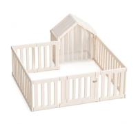 SZLIFE Parc Bébé Modulable, Grande Aire Jeu Sécurisée, Barrière Enfant Reconfigurable, Plastique et Tissu Blanc, Parc de jeu simple 150x180 cm avec maisonnette