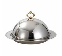 SZLIFE Plateau de Service Plateau Cloche Plateau Couvercle Dôme Acier Inoxydable Poignée Décorative Fonction Maintien Température Style Luxe Convient Traiteur Restauration Événementiel, Argent