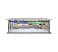 SZLIFE Vitrine de voiture miniature à l'échelle 1/64, vitrine de collection, décor de maison avec boîte de rangement décorative lumineuse, garage, Style B