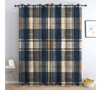 SZLYZM Rideau Occultant écossais, Rideaux Thermiques à Oeillets pour Chambre, Motif Tartan écossais Rustique Rideaux Salon, Moderne Lot de 2 Décoration de Fenêtre, Rideaux 117x137cm LxH (Kl-&91)