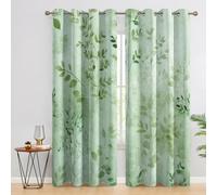 SZLYZM Rideaux Occultant Feuilles Verte, Rideau Isolant Thermique pour Salon Chambre, Motif Feuilles, Lot de 2 Décoration de Fenêtre Opaque 140x180cm LxH, à Oeillets Z&74