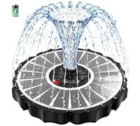 SZMP Fontaine Solaire avec Indicateur de Batterie & 2000mAh, Pompe à Fontaine Solaire en Verre 3.5W Version 2026, Fonctionne par Temps Nuageux, 8 Buses pour Bac à Oiseaux, Jardins, Bassins, Extérieur